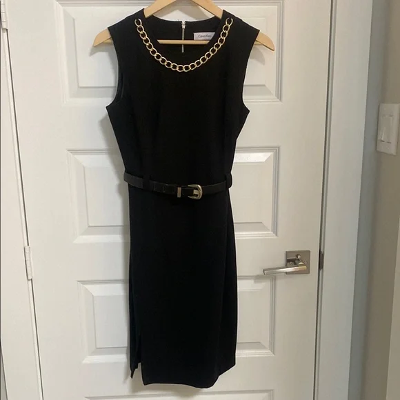 slim fit dress slacks Calvin Klein Logo Branded Sleeveless Jumpsuit, Size Medium in Black at Nordstrom Rack